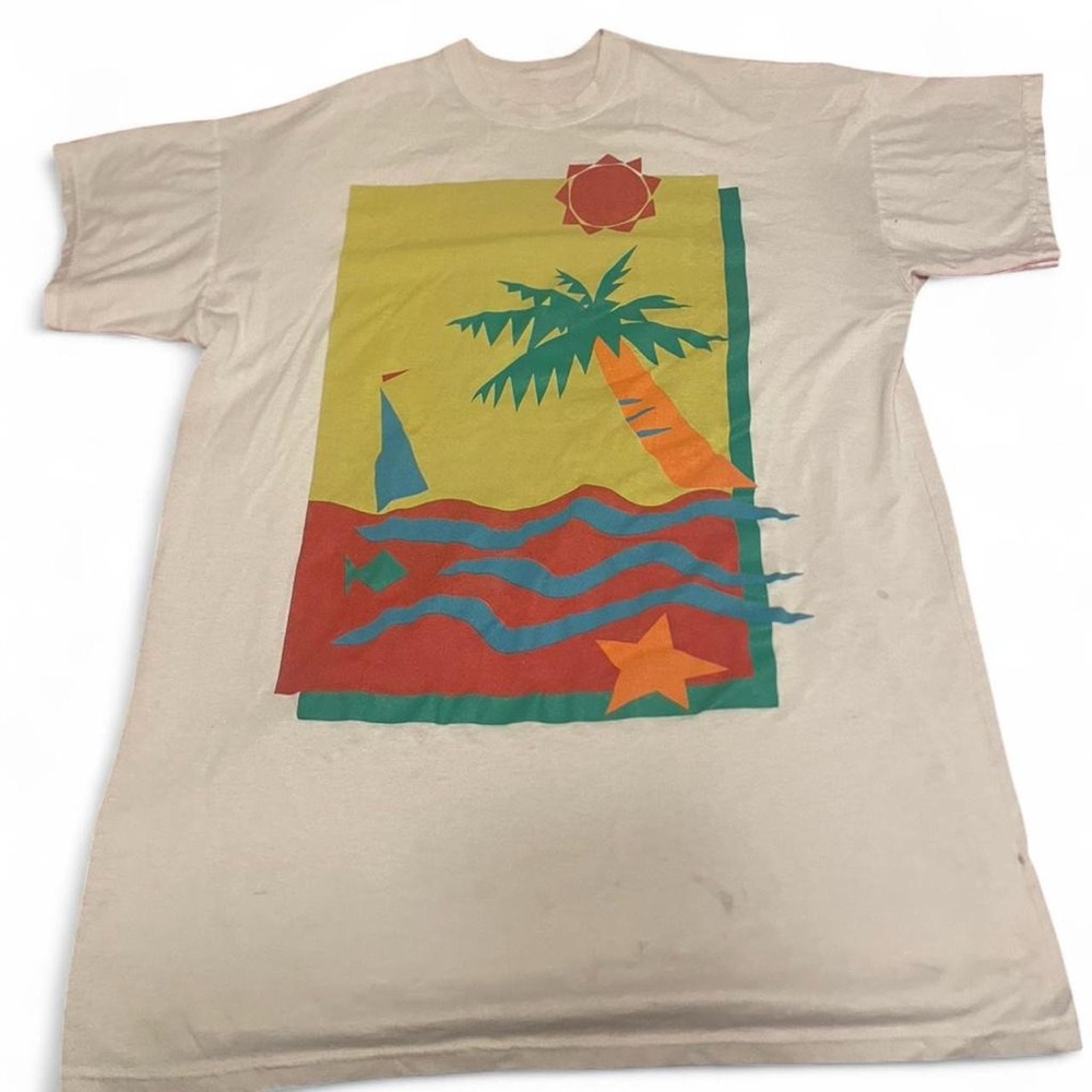Vintage 1990 Sailboat and Palm Tree Souvenir T-Shirt
